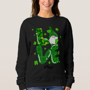 Sweatshirt Drôle Leopard Irlandais Green Plaid Beer Gnome St