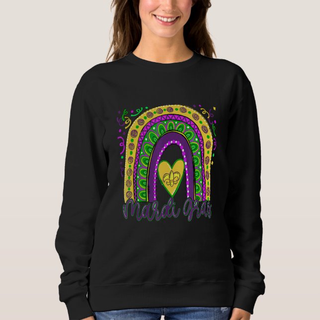 Sweatshirt Drôle Leopard Rainbow Happy Mardi Gras Femmes Fill (Devant)