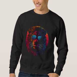 Sweatshirt Drôle Lion Cool Amoureux des animaux Art Rétro Cha
