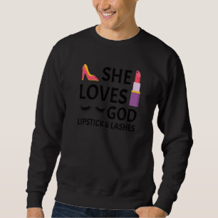 Sweatshirt Drôle maquillage Lipstick Art Girl Femmes Lashes &