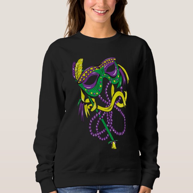 Sweatshirt Drôle Mardi Gras Fun Beads Plumes de Masque pour h (Devant)