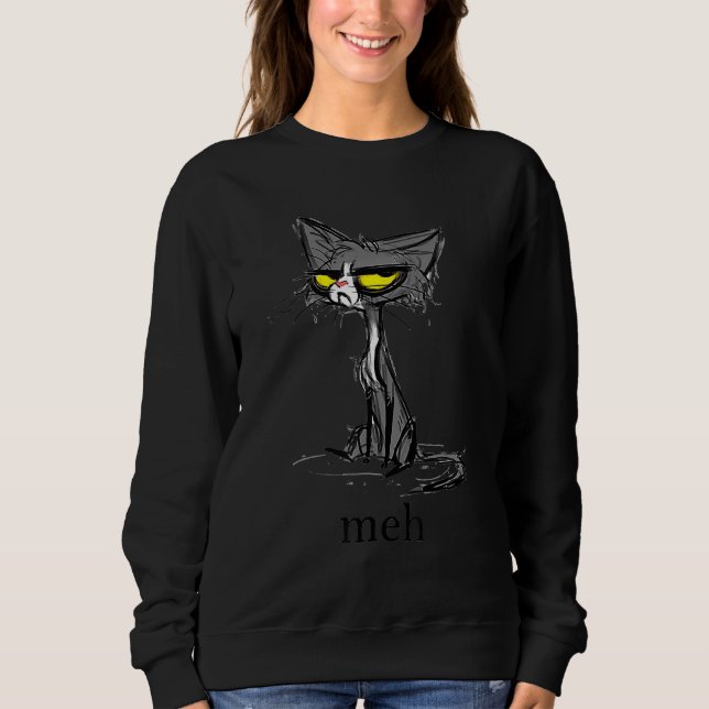 Sweatshirt Drôle Meh Chat Pour Chat (Devant)