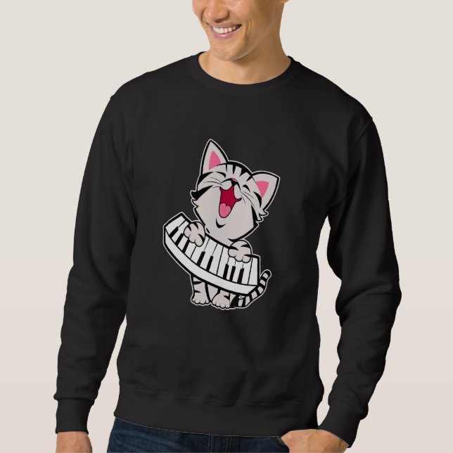 Sweatshirt Drôle Meowzart Chat Pun musique classique Piano Ke (Devant)