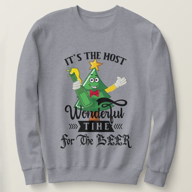 Sweatshirt Drôle merveilleux temps de pour Noël de la bière (Design devant)