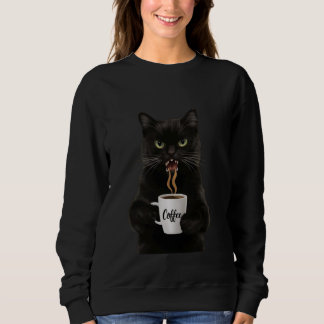 Sweatshirt Drôle mignon café de chat noir en colère