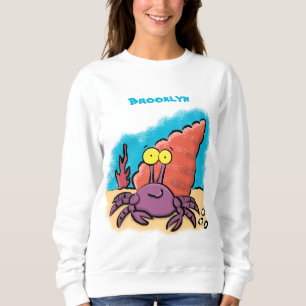 Sweatshirt Drôle mignon caricature pourpre crabe ermite