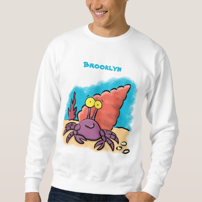 Sweatshirt Drôle mignon caricature pourpre crabe ermite (Devant)