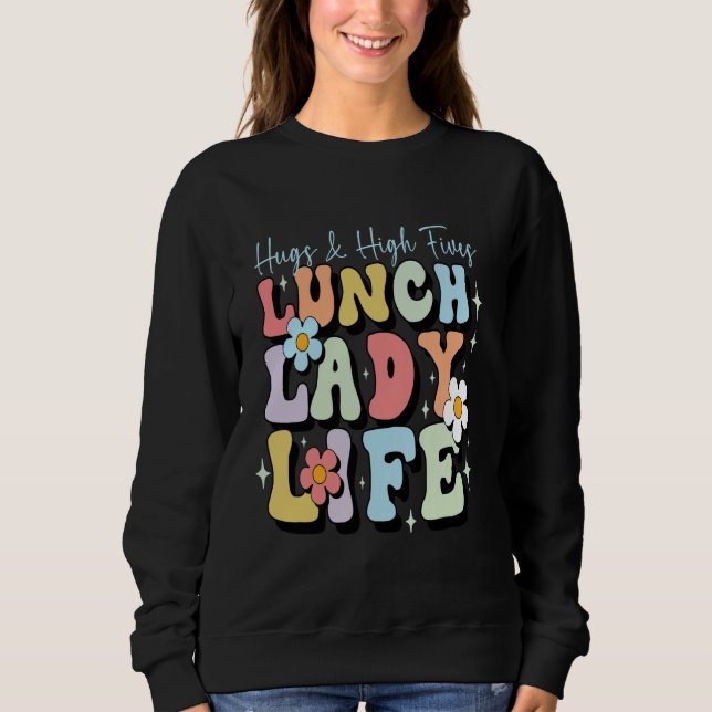 Sweatshirt drôle mignonne femme déjeuner dame tee school café (Devant)