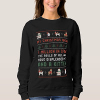 Drôle moche Noël Sweater Amoureux des chats Souhai
