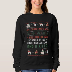 Sweatshirt Drôle moche Noël Sweater Amoureux des chats Souhai