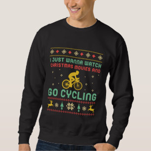 Sweatshirt Drôle moche pull de Noël Go Cyclist