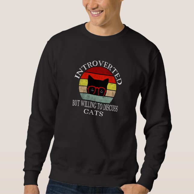 Sweatshirt Drôle Mon Chat Kute Introverti Mais Prêt À Discute (Devant)