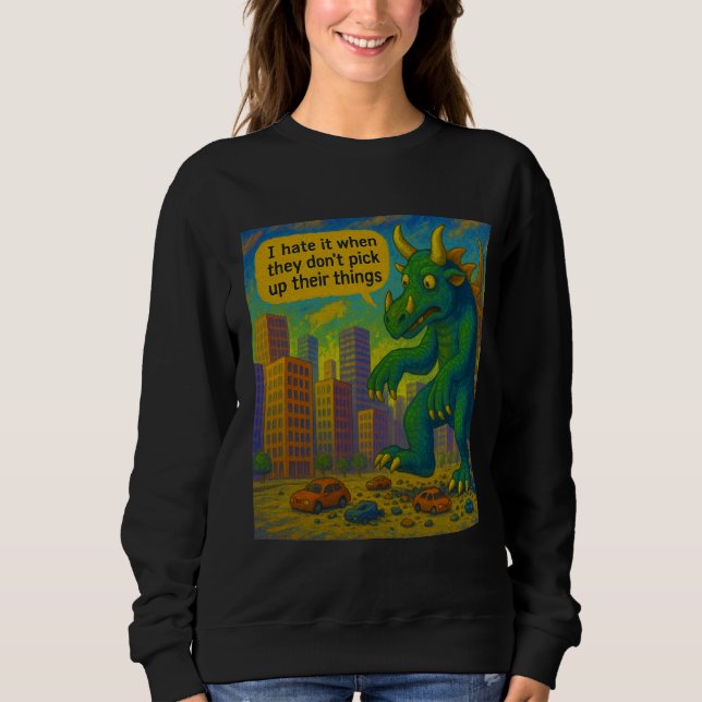 Sweatshirt Drôle monstre Kaiju art marchant sur les choses Im (Devant)