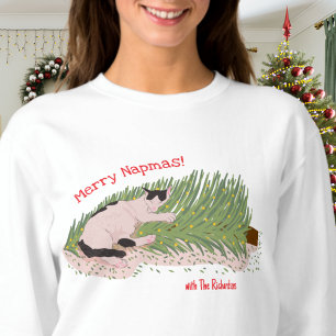 Sweatshirt Drôle Napping de chat sur arbre de Noël tombé