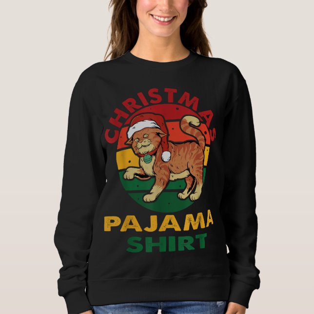 Sweatshirt Drôle Noël Chat Pajama Noël (Devant)