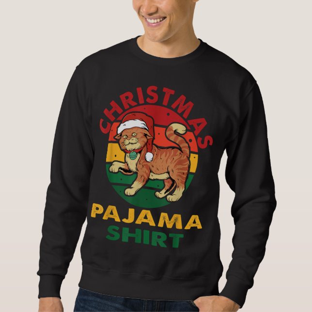 Sweatshirt Drôle Noël Chat Pajama Noël (Devant)