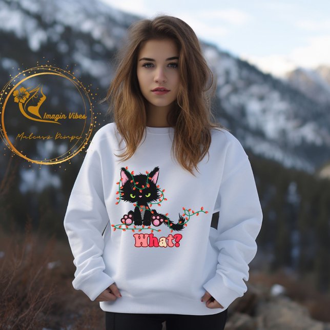 Sweatshirt Drôle Noël Chat Quoi (Créateur téléchargé)