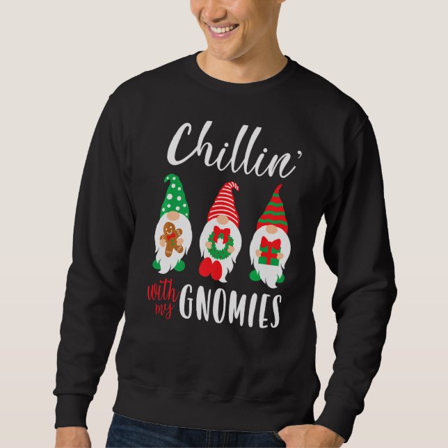 Sweatshirt Drôle Noël Chillin Avec Mes Gnomies Mignonne Gnome (Devant)