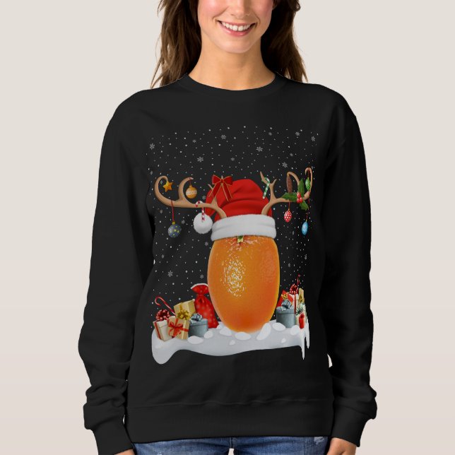 Sweatshirt Drôle Noël Éclairage Rinder Santa Hat Orange Chri (Devant)