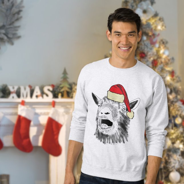 Sweatshirt Drôle Noël hurlant chèvre (Funny christmas screaming goat animal art T-shirt)