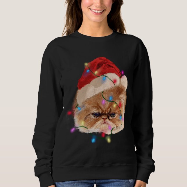 Sweatshirt Drôle Noël Perse Chat Feux de Noël Adorable F (Devant)