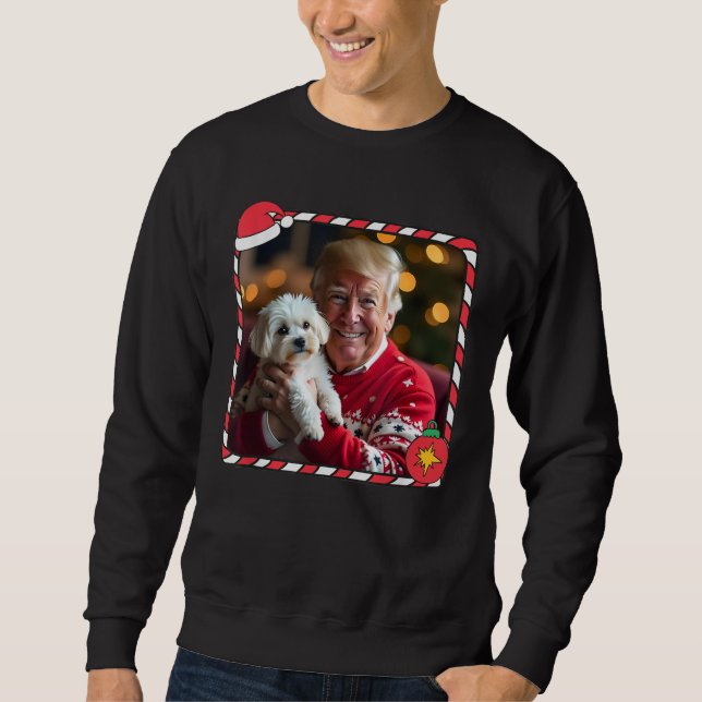 Sweatshirt Drôle Noël Trump pour les Amoureux de les chiens P (Devant)