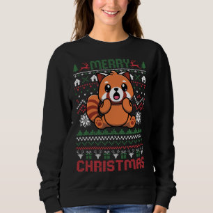 Sweatshirt Drôle Panda Rouge laide lumières de Noël