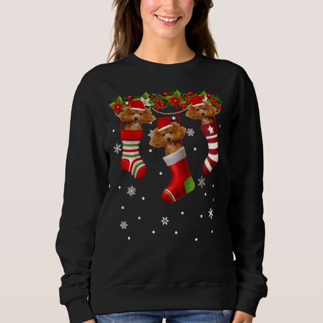 Sweatshirt Drôle Père Noël Poodle Dans Noël Soq Amoureux des  (Devant)