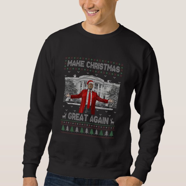 Sweatshirt Drôle Père Noël Trump Rendre sa grandeur à Noël (Devant)