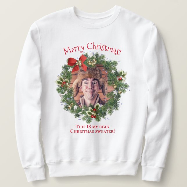 Sweatshirt Drôle Photo Vilain Noël Vilain Wreath (Design devant)