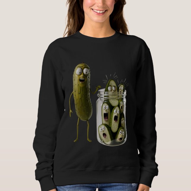 Sweatshirt Drôle Pickle Surprend Un Concombre Et Un Bocal De  (Devant)