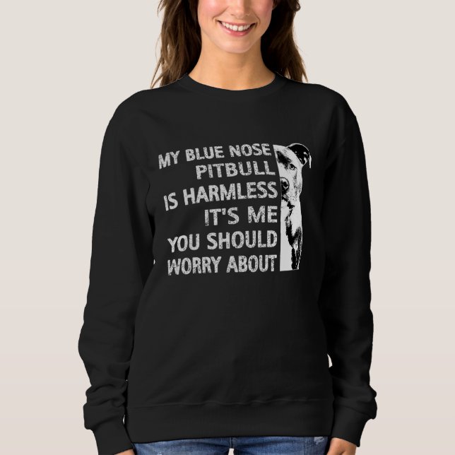 Sweatshirt Drôle Pitbull Citation Bleu Nez Pitbull Cool Chien (Devant)