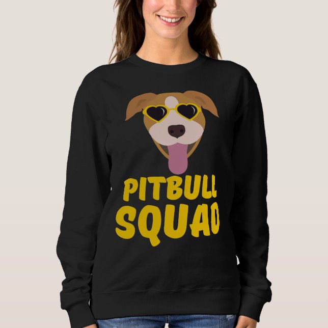 Sweatshirt Drôle Pitbull Squad Jaune mignonne Amour Drôle Pit (Devant)