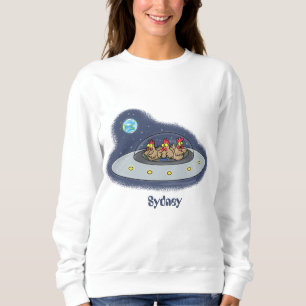 Sweatshirt Drôle poule dans l'espace dessin animé