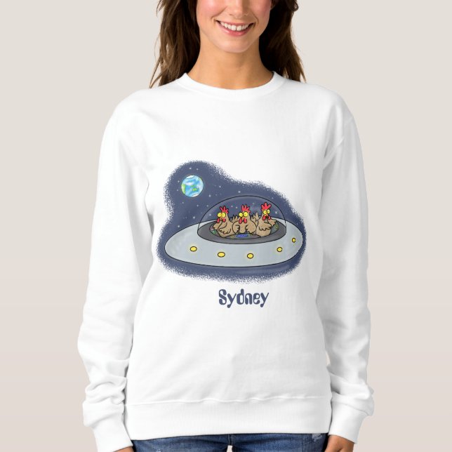 Sweatshirt Drôle poule dans l'espace dessin animé (Devant)