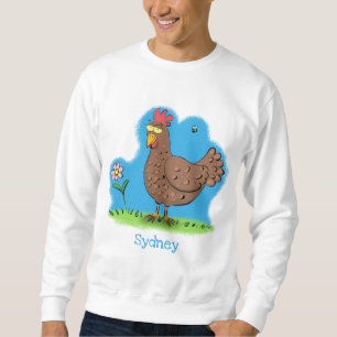 Sweatshirt Drôle poulet rustique whimsical dessin animé