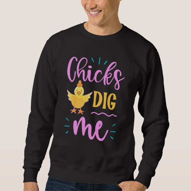 Sweatshirt Drôle Poussins Me Creuser Hommes Garçons Joli Oeuf (Devant)