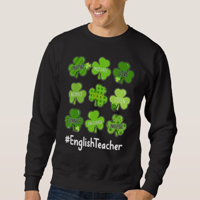 Sweatshirt Drôle Shamrock Enseigner Amour Anglais Enseignant  (Devant)