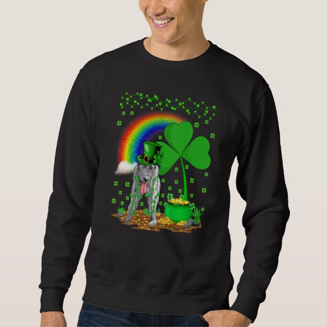 Sweatshirt Drôle Shamrock Rainbow Irish Wolfhound Dog St Part (Devant)