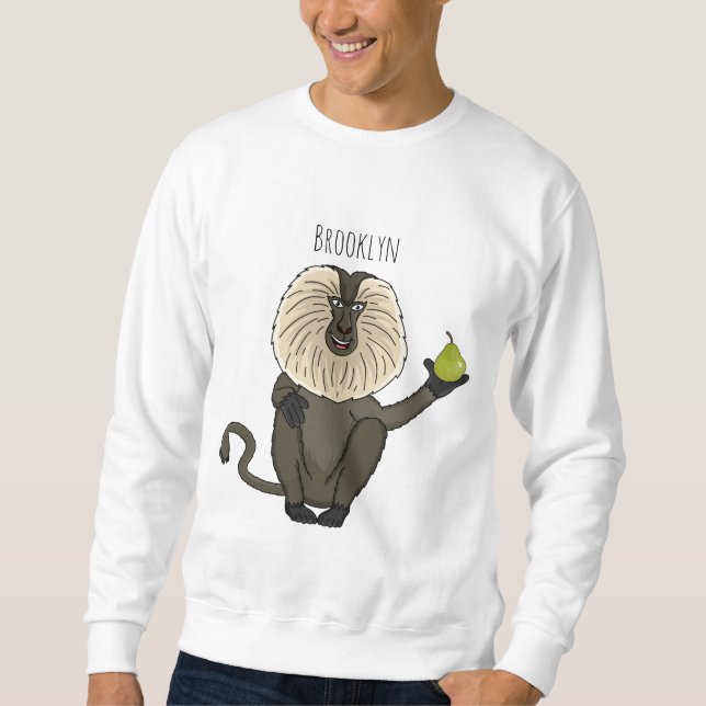 Sweatshirt Drôle singe-singe macaque à queue de lion (Devant)