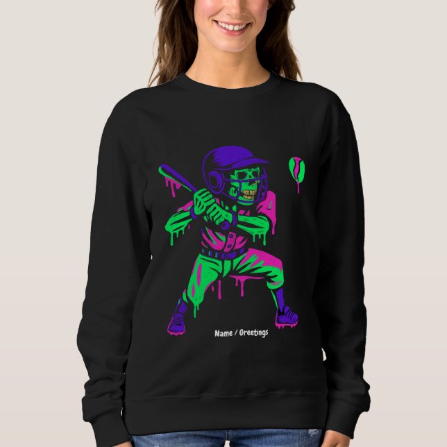 Sweatshirt Drôle Skeleton Batting Glace Cream Driving Basebal (Devant)