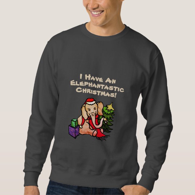 Sweatshirt Drôle Slogan mignon Cartoon Eléphant Noël (Devant)