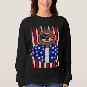 Sweatshirt Drôle Sloth 4 Juillet Merica Quart du Patriotique