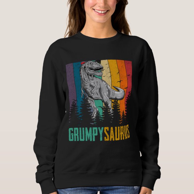 Sweatshirt Drôle T Rex Dinosaur Grumpy Saurus Famille Pères (Devant)