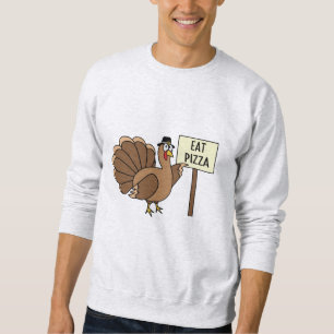 Sweatshirt Drôle Thanksgiving Turquie Mange Pizza