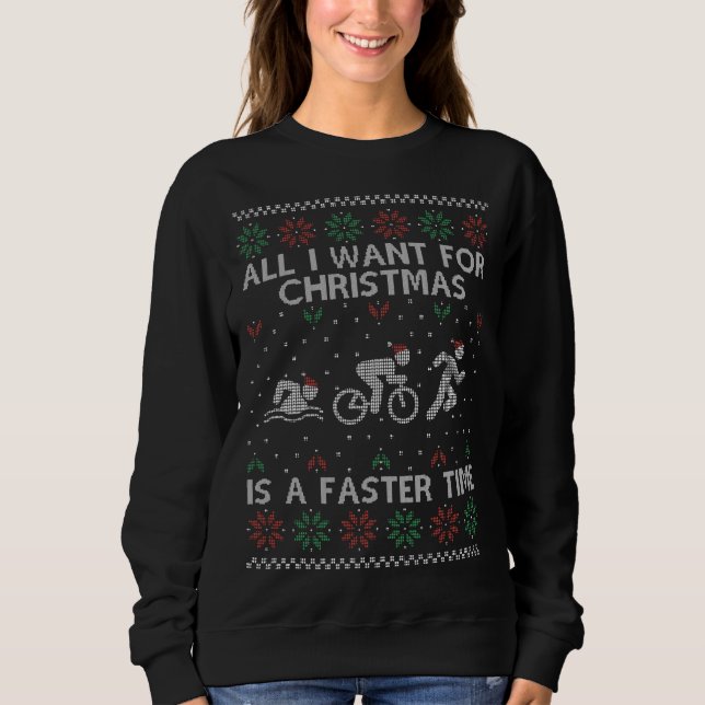 Sweatshirt Drôle Triathlon Douille de Noël moche pour Triatho (Devant)