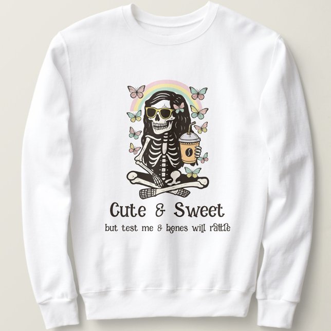 Sweatshirt Drôles Papillons de Squelette Mignons Doux Hallowe (Cute, spooky, and sassy—your go-to Halloween hoodie for fall chills and bold vibes)