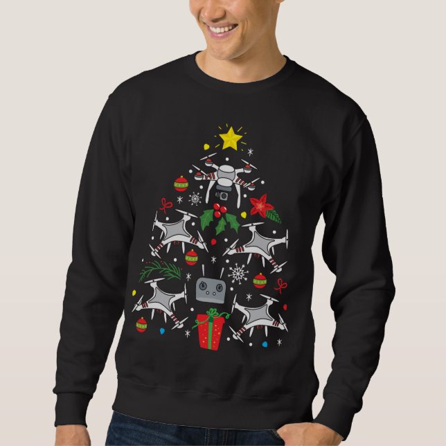 Sweatshirt Drone Noël Ornament Arbre Drôle Noël Garçons cadea (Devant)
