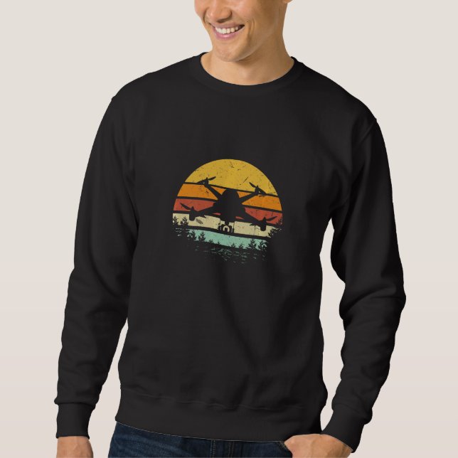 Sweatshirt Drone Retro Flying Quadcopter Cool Uav Drone Hobby (Devant)