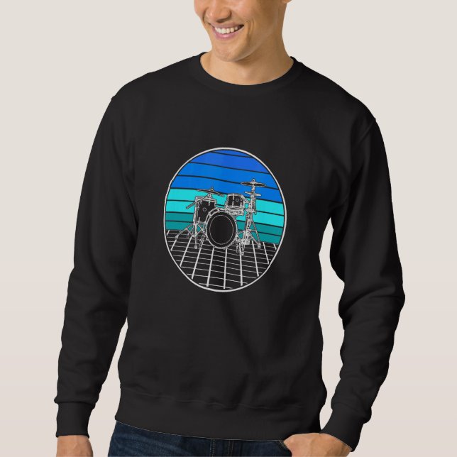 Sweatshirt Drummer evolution, Drumset, design for musicians_6 (Devant)